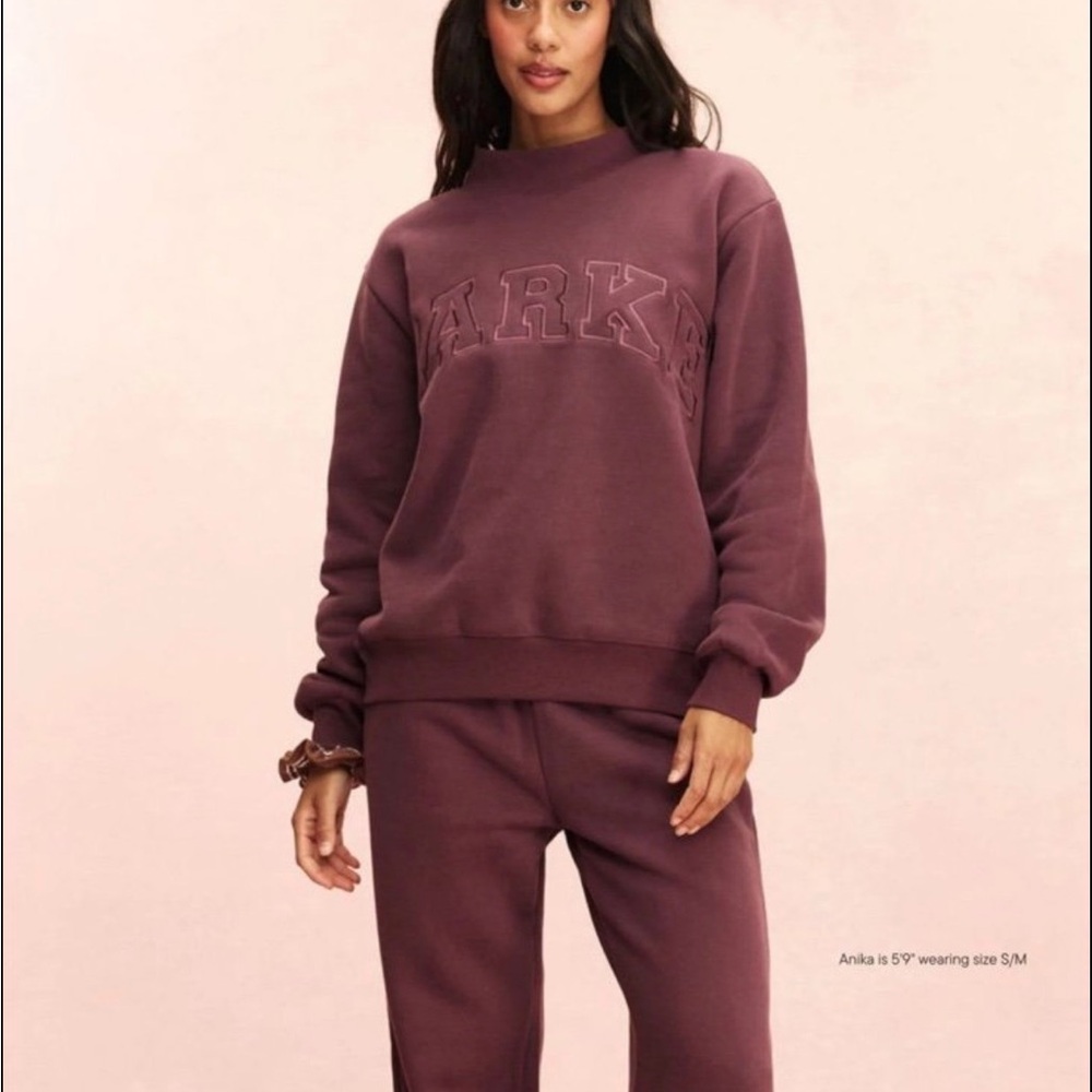 Parke Tonal Collection Eggplant Mockneck Varsity Sweatshirt S/M
